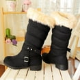 thumbnail image 4 of hopeusnice Mid Calf Boots For Women Thermal Plush Fleece Lined Suede Round Toe Chunky Mid Heels Winter Snow Boots Winter Warm Dress Long Tall Boots Black 42, 4 of 9