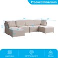 thumbnail image 2 of Puremind Modular Sectional Sofa with Movable Ottoman, Convertible U Shaped Couch, Linen 6 Seater Free Combination Sleeper Sofa for Living Room, Beige, 2 of 7