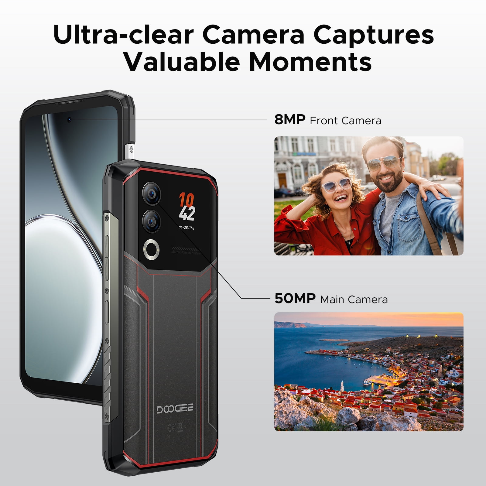 DOOGEE Blade 20 Ultra Rugged Phone Unlocked,32GB+512GB,10300mAh Large Battery Rugged Smartphone with 1.54"IPS Rear Display,6.6"HD+90Hz Android 14,50MP+8MP,IP68/IP69K Waterproof Phones,Face ID/NFC/OTG