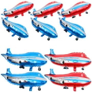HEMOTON 10pcs Airplane Balloon Decoration Foil Balloon Toy for Kids Party Gathering (Blue 5pcs, Red 5pcs)