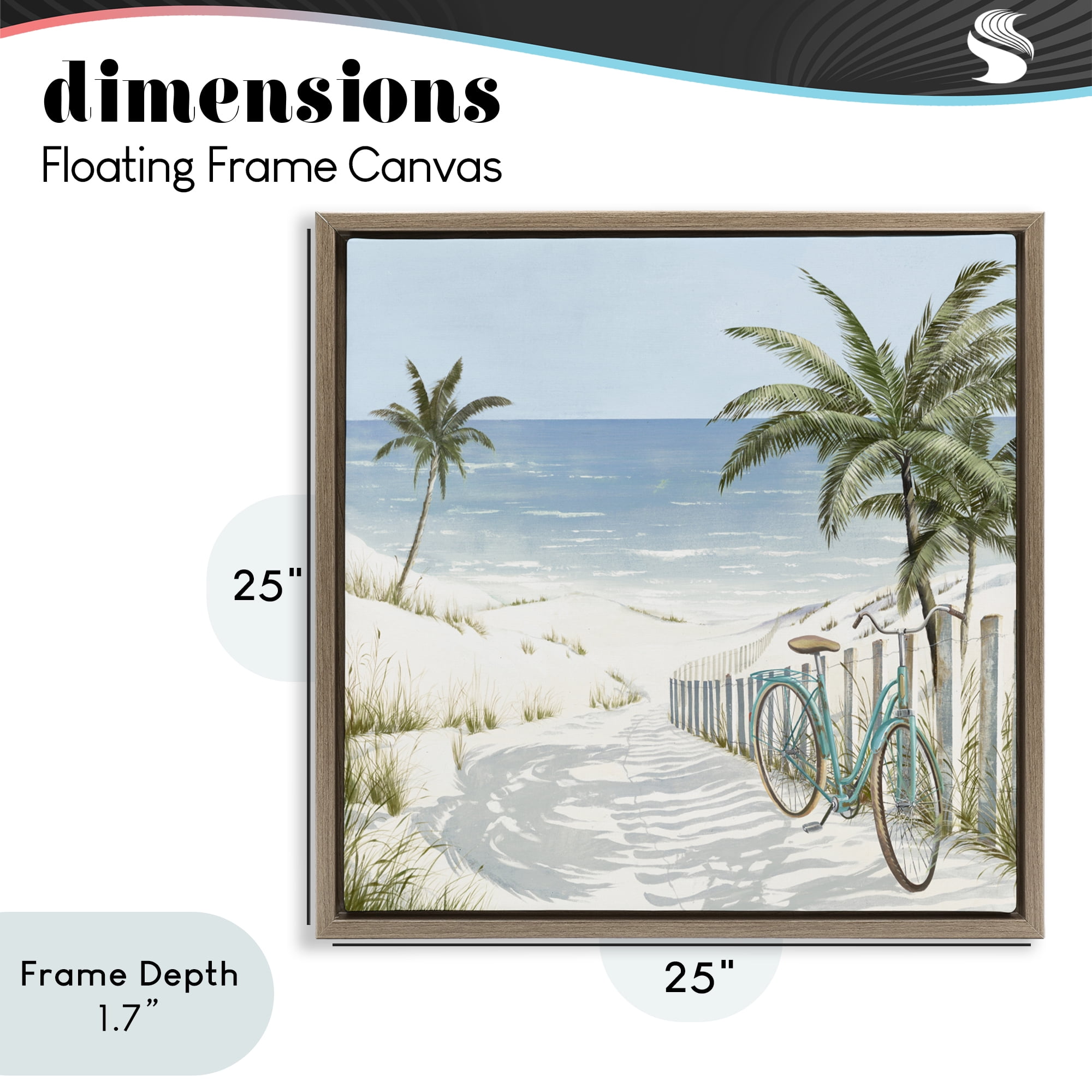 Stupell Industries Beach Bike Coastal Scene Brown Framed Floater Canvas Wall Art, design by Lorenzo Collective