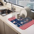 thumbnail image 2 of Independence Day Dish Drying Mats for Kitchen Counter, Red Stripes Star Polka Dots Absorbent Coffee Bar Mat with Non-slip Rubber Backed Quick Drying Dish Rack Pad 12"x16", 2 of 9