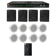 JBL Commercial Amplifier+4) 5.25" Black Wall+8) 4" Ceiing Speakers+Wall Control