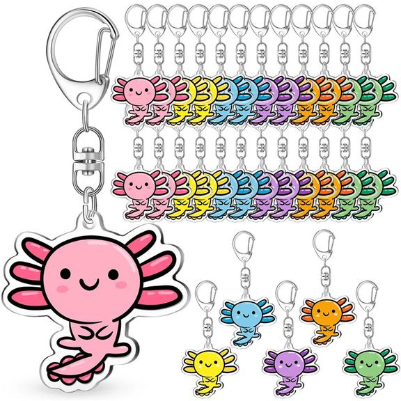 24 Pcs Axolotl Charm Keychains - Multicolor Party Favors for Birthdays, School Gifts & D ywm58