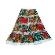 Mogul Womens Skirt Floral Printed Vintage Retro Skirts