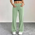 thumbnail image 4 of AHTJRT Stretchy Pants for Women Soft Comfy Elastic Waist Drawstrings Baggy Wide Leg Casual Trousers Fall Spring Lounge Yoga Bottoms Green S, 4 of 6