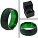 Tungsten Wedding Band Ring 10mm for Men Women Green Black Domed Brushed Polished Offset Line Lifetime Guarantee – image 4 sur 4