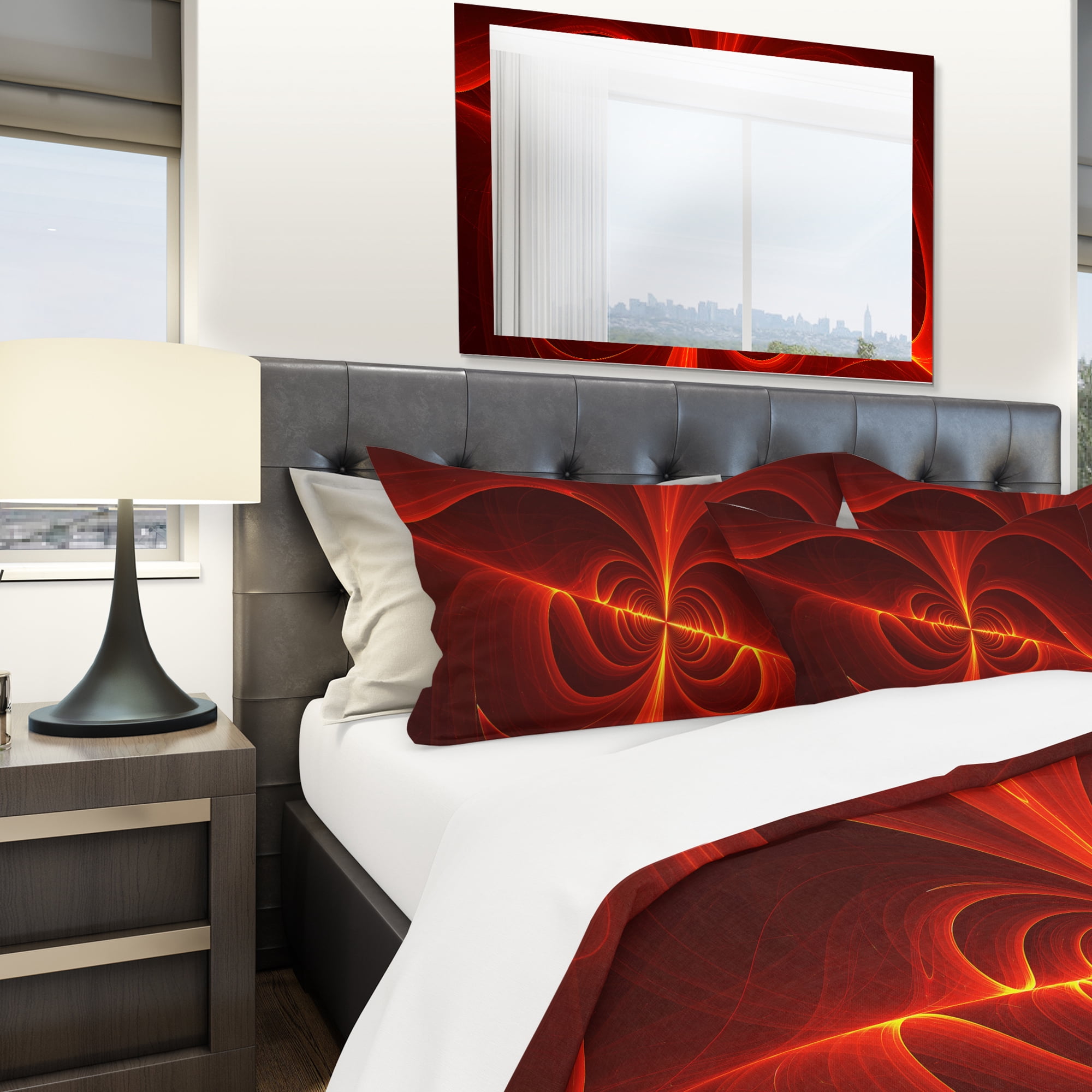 Designart 'Red Laser' Modern & Contemporary Duvet Cover Set