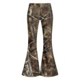 thumbnail image 3 of Grblisyd School Uniform Pants for Girls Flare High Elastic Waist Dress Trousers Back to School Clothes Teens Camo Maple Leaf Print Stretchy Button Pant, 3 of 6