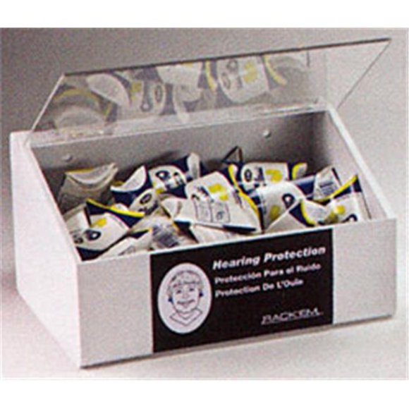 RackEm Racks 60-Pair Foam Ear Plug Dispenser with Lid - White Heavy- Duty Plastic