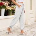 thumbnail image 3 of Favoffer Women's Yoga Jogger Pants Solid Color Elastic Waist Pocket Casual Sport Trousers Adjustable Cuff Bottom for Workout Running Outdoor, 3 of 8