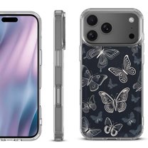 For iPhone 17 Pro Max Protective Shockproof Phone Case, by OneToughShield - Butterfly BW