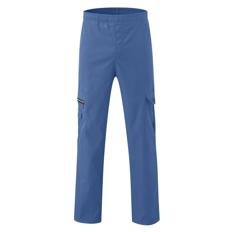 Joggers for Men Men Plain Leisure Multiple Pockets Tether Closure