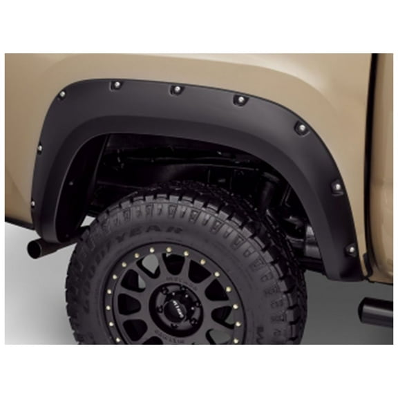 Bushwacker by RealTruck Pocket/Rivet Style Rear Fender Flares | 2-Piece Set, Black, Smooth Finish | 30048-02 | Compatible with 2016-2022 Toyota Tacoma