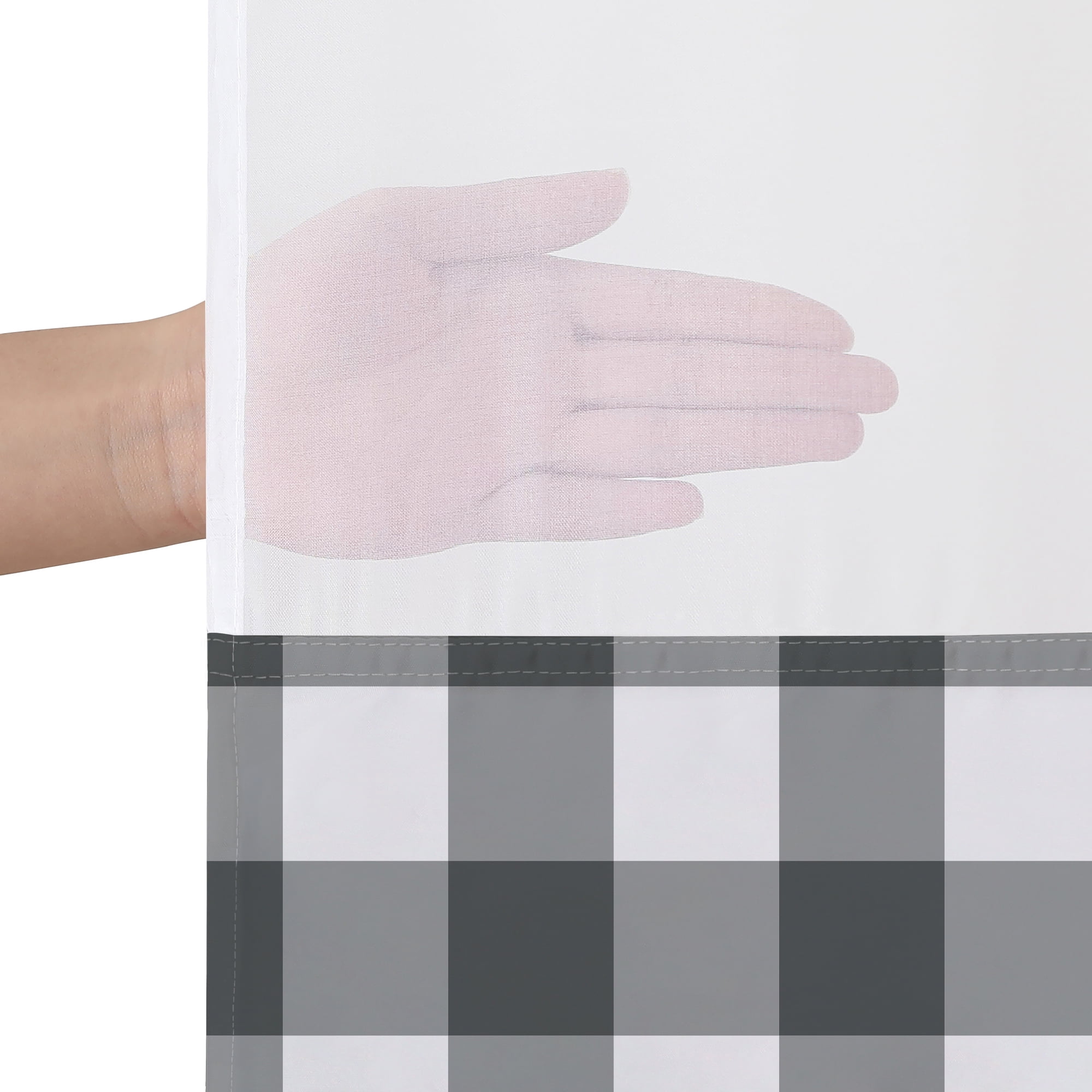 Americanflat 72x75 Hookless Shower Curtain - Gray Plaid Shower Curtain with Sheer Panel, Snap-In Liner, and Grommets - 100% Polyester