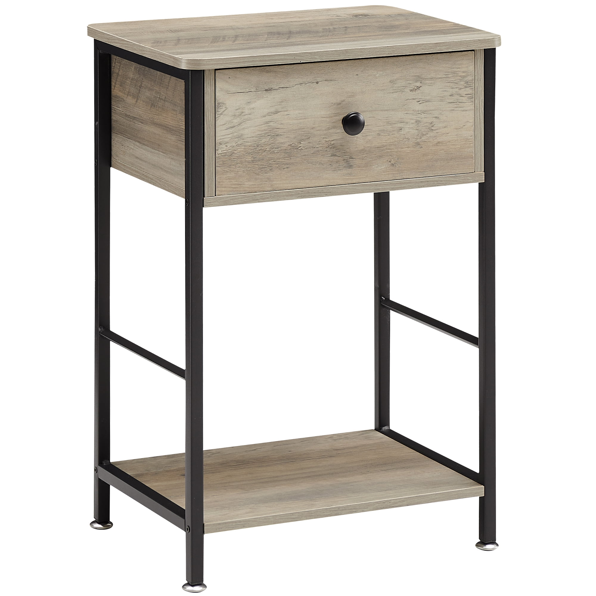 SAINSPEED Nightstand with Drawer and Shelf, Wood End Table Side Table