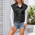 thumbnail image 3 of European And Retro Denim Slim Fit Washed Vest Jacket Casual For Women Teal Vest Natural Leather Vest Long Winter Coats for Women Womens Vest Long Coat Women Western Style Vests for Women Girls Winter, 3 of 8