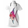 thumbnail image 4 of Fish Apron, Cartoon Style Smiling Female Goldfish with Plump Lips Underwater Comic, Unisex Kitchen Bib with Adjustable Neck for Cooking Gardening, Adult Size, Hot Pink Fuchsia Purple, by Ambesonne, 4 of 4