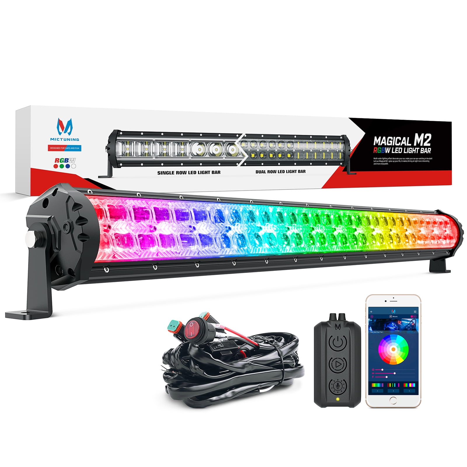 MICTUNING Magical M2 RGBW LED Light Bar - Dual Row 32 Inch