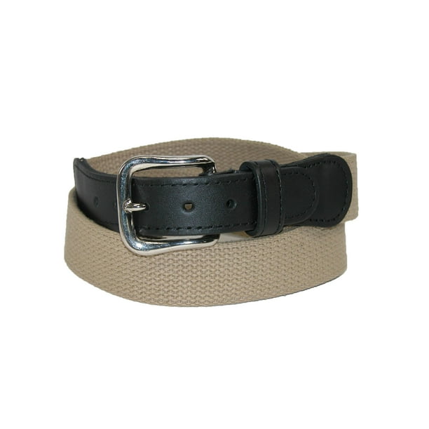 Boston Leather Men's Cotton  Belt with Leather Tabs