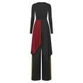 thumbnail image 4 of iiniim Women Worship Metallic Praise Dance Dress with Baggy Pants Liturgical Dancewear Burgundy&Black L, 4 of 7