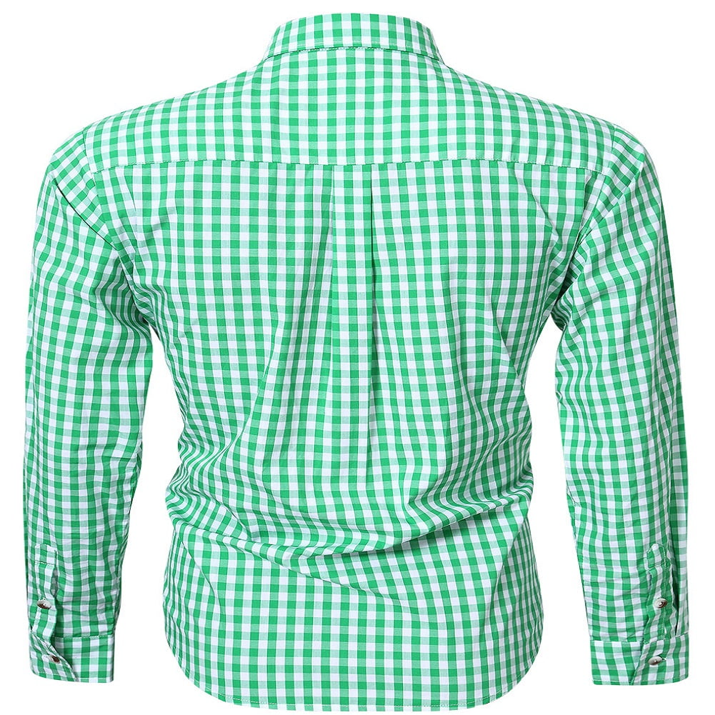 Tzou Oktoberfest Shirt for Men Casual Long-Sleeve Plaid