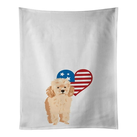 

Poodle Toy Apricot #2 Patriotic White Kitchen Towel Set of 2 19 in x 28 in