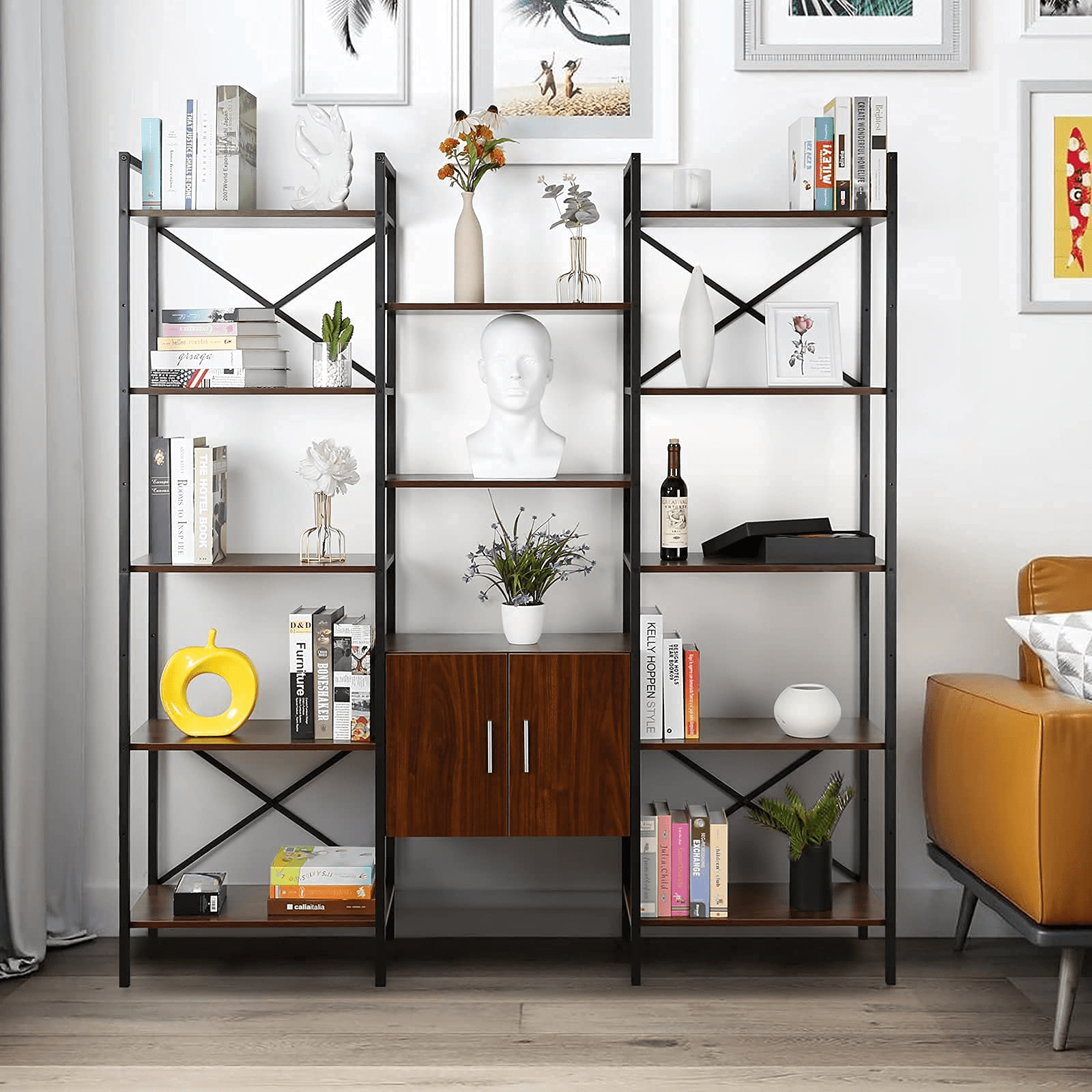 5 Tier Bookshelf Etagere Bookcase, Etagere Bookcase Made In Usa