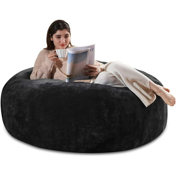 Oversized Bean Bag Chairs for Adults，5FT，Bean Bag Chair with Filler Included，Memory Foam Chair，Removable and Washable Flannel Cover, Suitable for Reading Chairs in Living Room and Bedroom.(Black)