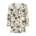 thumbnail image 6 of T-Shirts for Women 3/4 Sleeve V-Neck Floral Printed Casual Dressy Tunic Tops Laides T-Shirts, 6 of 6