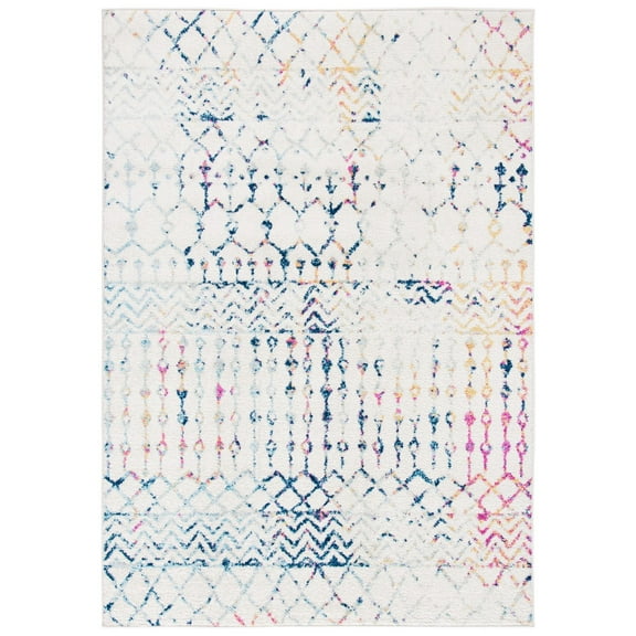 SAFAVIEH Tulum Glen Moroccan Geometric Area Rug, 6' x 9', Ivory/Blue