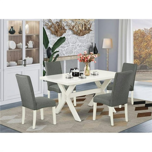 5 Piece X-Style Dining Room Table Set - Gray
