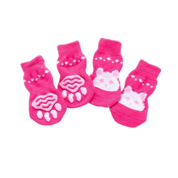 Billuyoard 4 Uds. Calcetines para perros antideslizantes de dibujos animados, calzado para perros, cómodo Protector de pata encantador, Ropa para mascotas 7.5x3x1cm3
