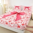 thumbnail image 3 of Feelyou Kawaii Cartoon Bow Full Size Sheets for Teen, Princess Bowknot Bed Sheets, Rustic Farmhouse Floral Sheet Sets, Super Cozy Room Decor, 4 Pieces, 3 of 7