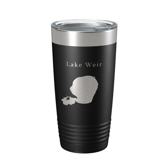 Lake Weir Map Tumbler Travel Mug Insulated Laser Engraved Coffee Cup Florida 20 oz Black