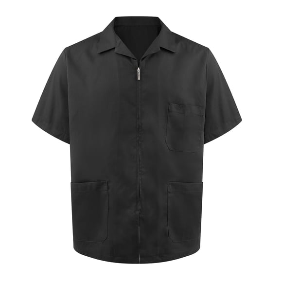 TOPTIE Essentiels pour Hommes Coupe Décontractée Veste à Manches Courtes Zippée Utilitaire de Travail-Noir-2TG