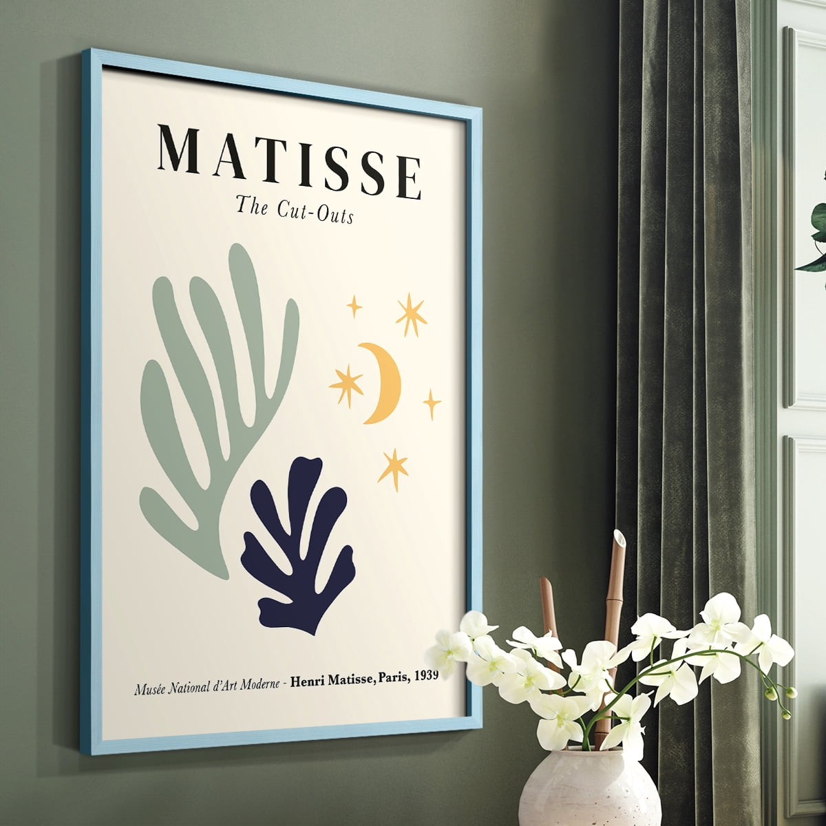Matisse CCCLXIX in Blue Solid Wood 22 x 28 Framed Print
