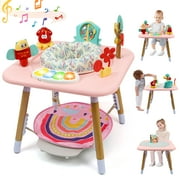 Wdmiya Pink Baby Activity Center, 5-in-1 Bouncer Activity Center & Play Table, Exersaucer for baby, Jumper & Standing Toddler Table, Interactive Play Center, For Ages 6 Months Girls And Boys