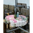 thumbnail image 2 of Pink Christmas Outdoor Tablecloth - 52x70 Inch Rectangle Dining Table Cover, Snowman Snowflake Xmas Tree Elk Waterproof Outdoor Table Cloth with Umbrella Hole & Zipper for Picnic/Patio, 2 of 5