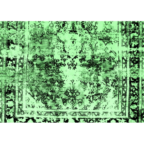 Ahgly Company Indoor Rectangle Abstract Emerald Green Modern Area Rugs, 2' x 5'