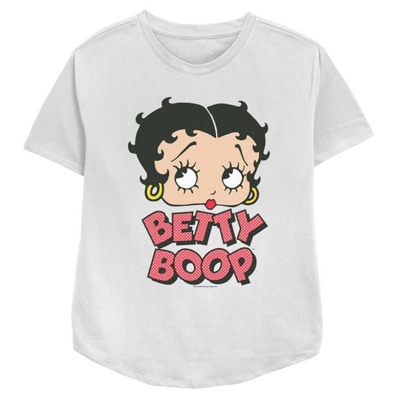 Women's Betty Boop Polka Dot Logo Graphic Tee White X Large