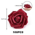 thumbnail image 3 of Flores artificiales, rosas, flores de imitación, flores falsas de aspecto real, rosas azules (rojo vino, sin tallo), 3 of 5
