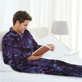thumbnail image 6 of Naloa Lilac Men’s Pajamas Set - Long Sleeve Button Down Sleep Shirt and Pajama Bottoms Sleepwear Set-X-Large, 6 of 7