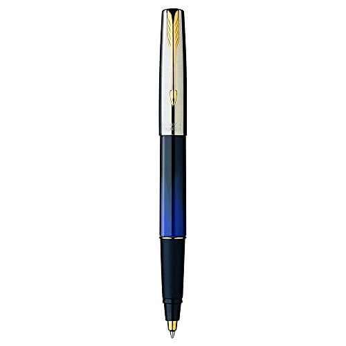 Parker Frontier Stainless Steel Chrome Trim Roller Ball Pen Blue Free Black Ink 