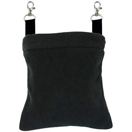 Deluxe Nest Pouch (Black) - Hanging Fleece Cage Accessory Toy - For Sugar Gliders, Squirrels, Marmosets, Hamsters, s, s, Rodents, Rats, Reptiles, Small Pets - Hammock, Tower, Bed, Nest