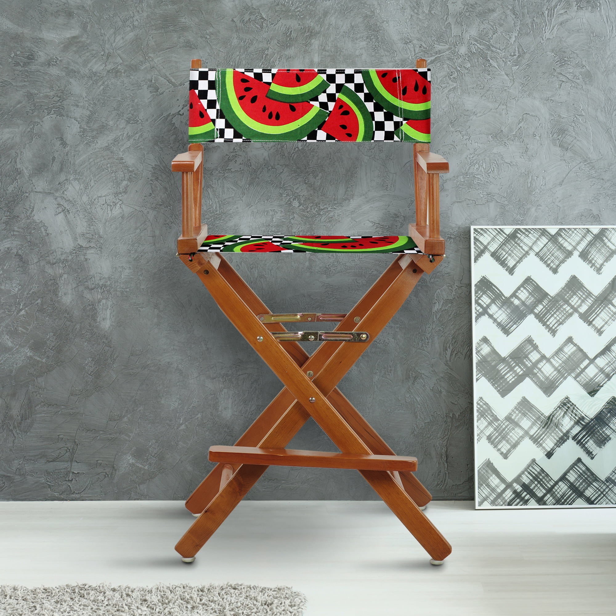 24" Director's Chair Honey Oak Frame-Watermelon Slices