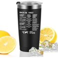 thumbnail image 4 of 60th Birthday Gifts for Men Women Friends, Tumbler 20 oz Stainless Steel Vacuum Insulated Tumblers, Double Sided Printed Birthday Thermos cup, Back in 1962 Old Time Information - Black, 4 of 5