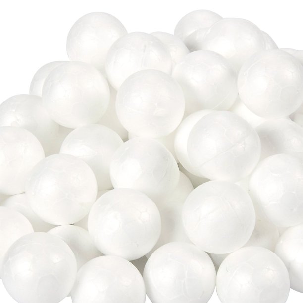 Foam Balls Bulk 100 Pack White Polystyrene Foam Ball for Arts and Craft Use, Makes DIY