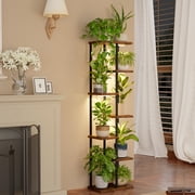 Bamworld Tall Plant Stand Indoor 7 Tier Metal Plant Shelf With plant lights Black Plant Holder Large Plant Rack for Mutiple Plants Pots for Patio Garden Corner Balcony Living Room