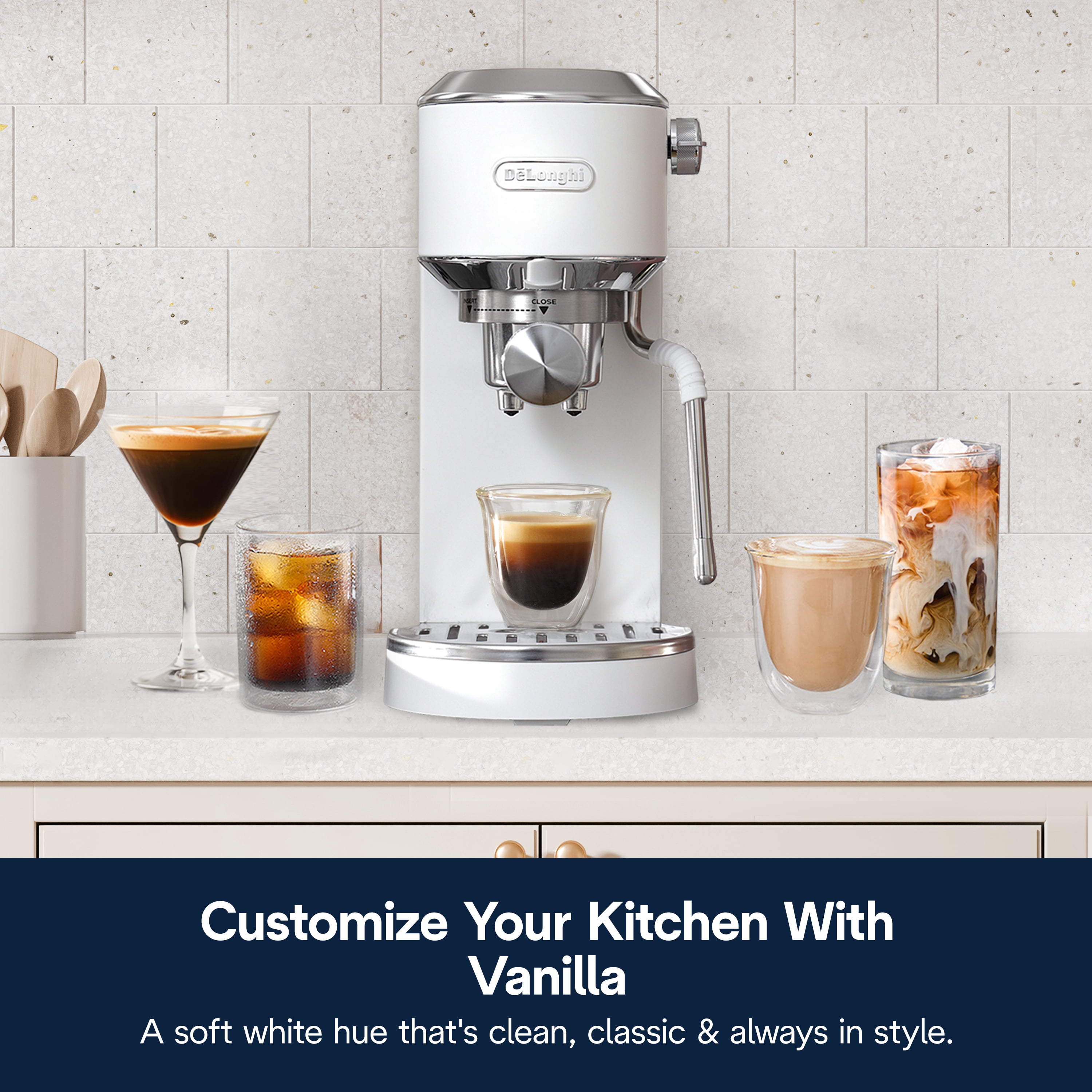 De’Longhi Dedica Duo Espresso Machine, Compact Size with Built in Frother for Latte Art, Brew Espresso, Cold Brew, Lattes & More, Vanilla